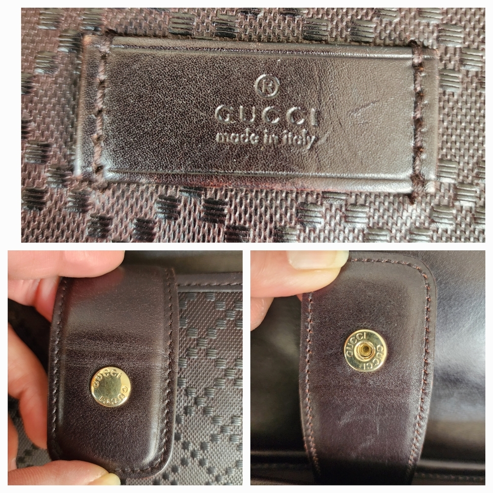 ✨️GUCCI Brown Diamante Leather Messenger Bag - Picture 15 of 16